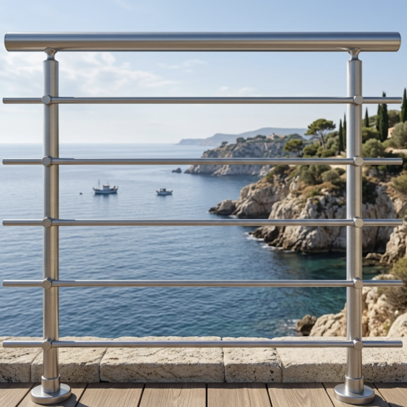 garde corps à 5 lisses horizontales kit complet 1 mètre
